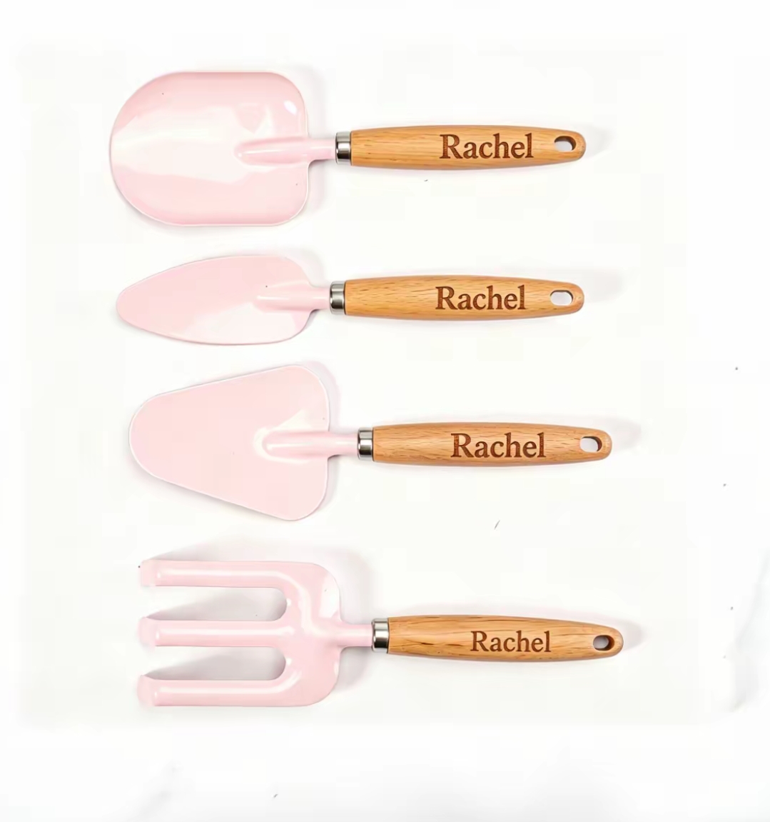 Gardening Tools With Names - Kişiselleştirilmiş İsimli Mini Ahşap Saplı Bahçe