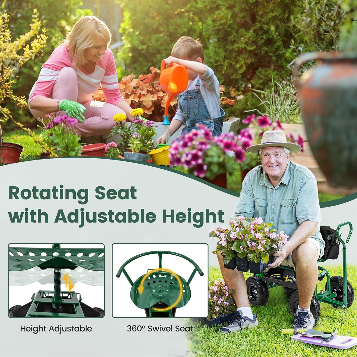 Tekerlekli Bahçe Koltuğu, 360  - Gardening Tools For Seniors incelemesi ve fiyatı