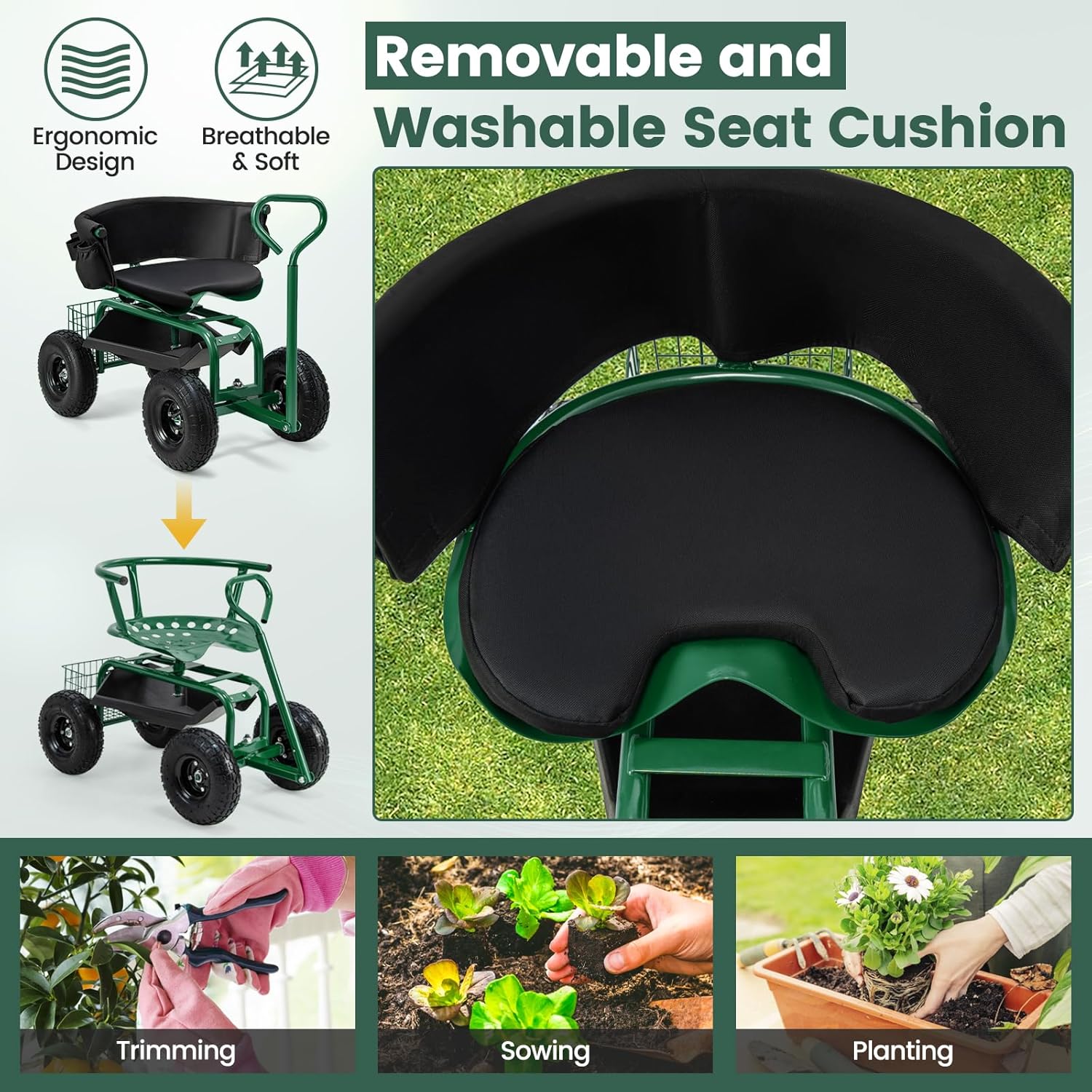 Tekerlekli Bahçe Koltuğu, 360  - Gardening Tools For Seniors incelemesi ve fiyatı