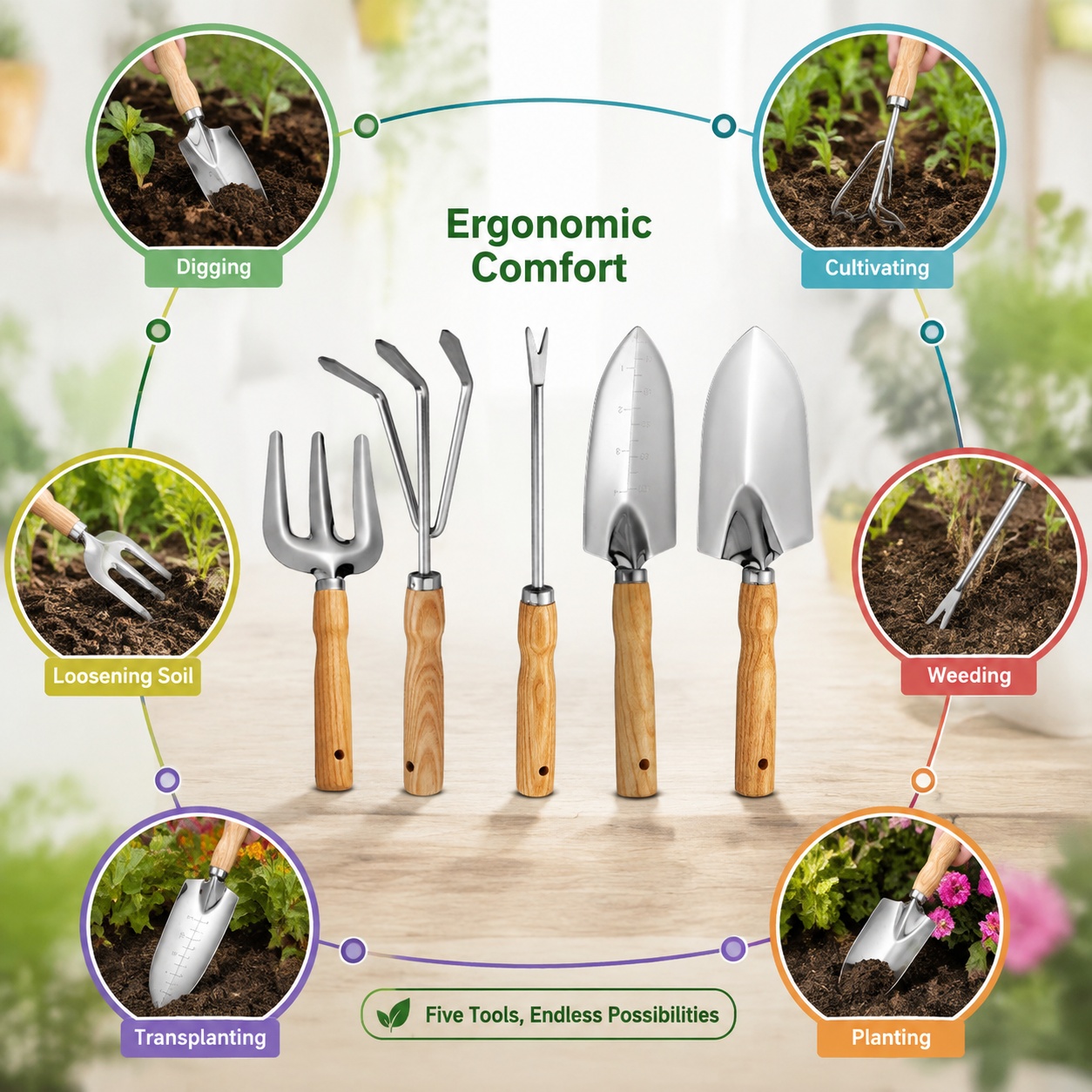 5 Parça/Set Mini Bahçe Alet Se - Spade Digging Fork incelemesi ve fiyatı
